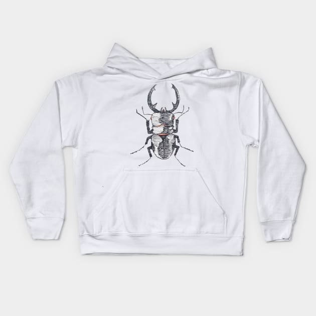 Stag Beetle Kids Hoodie by teufelberg